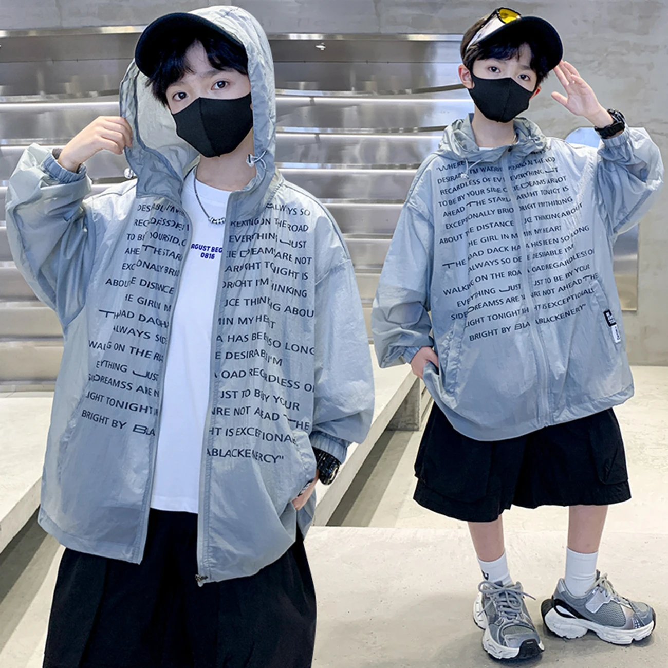 Boys Teen Summer Lightweight Sun Protection Clothing Jacket Zipper Closure Breathable Wear Resistant Outdoor Casual Kids Wear