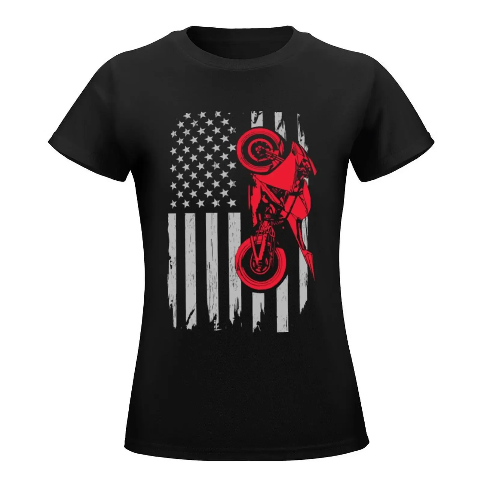 Sportbike flag - Biker American T-Shirt hippie clothes animal print shirt for girls t-shirt dress for Women graphic