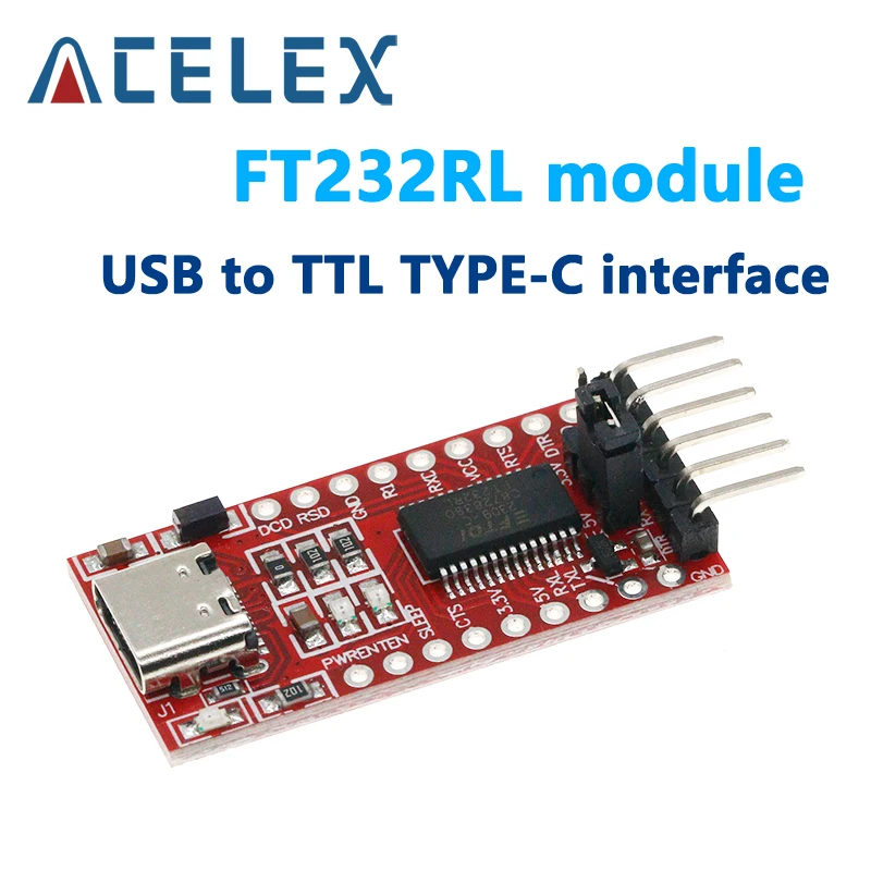 

FT232RL FTDI Type-C to TTL Serial Converter Adapter Module 3.3V 5.5V FT232R Breakout Mini USB to TTL Adapter Board for Arduino