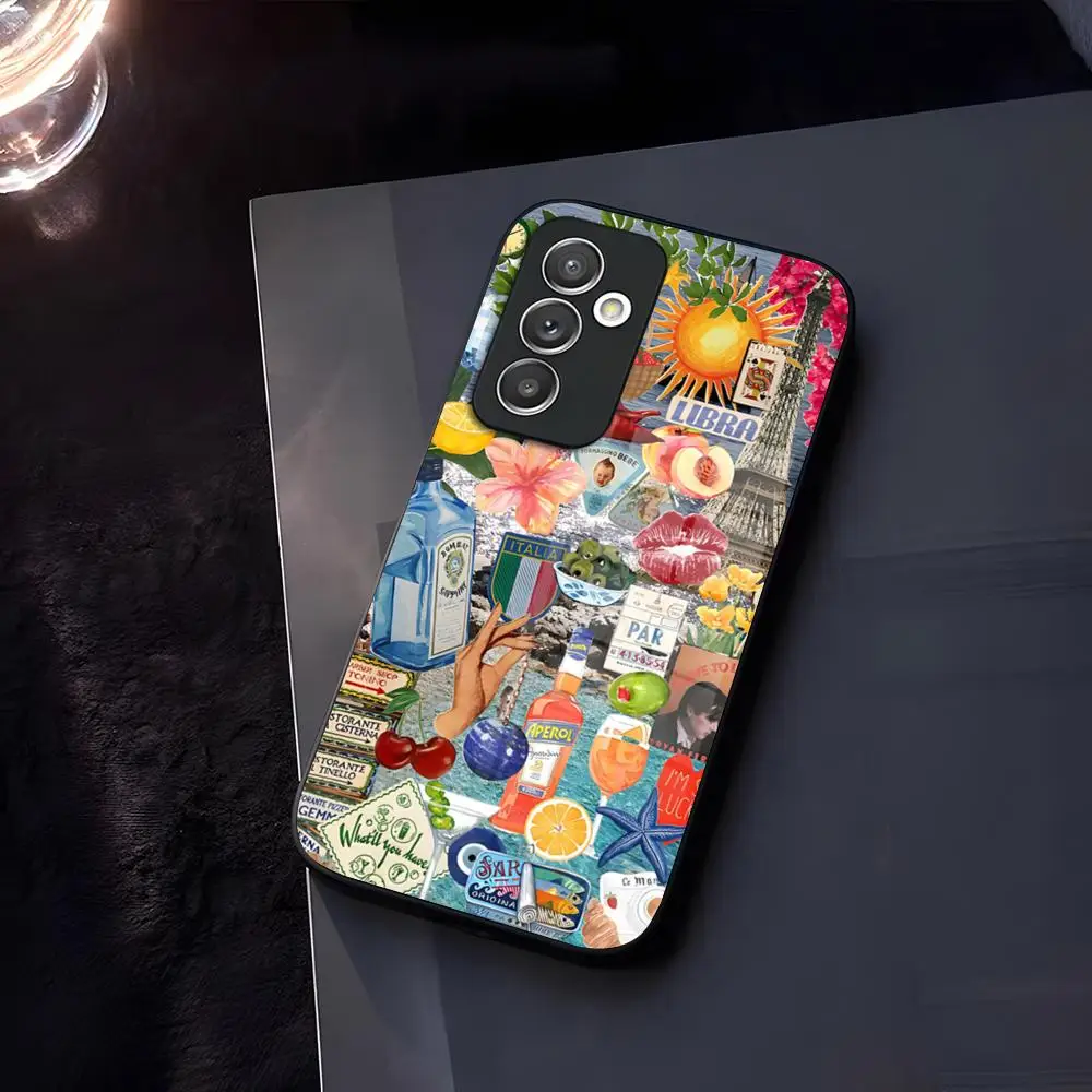 Seaside Scenery Wine Lemon Phone Case Glass For Samsung Galaxy S23 S24 S25 S21 S22 S20 Ultra Fe Plus A34 A54 A24 A52 A16 A53 M54