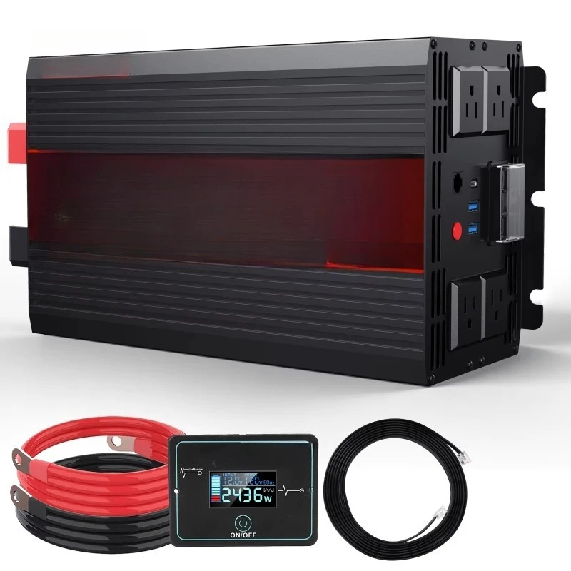 Tianmo 3000W pure sine wave inverter 12V 24V 48V DC to AC 120V 230V suitable for RVs, trucks, off-grid homes, solar cars