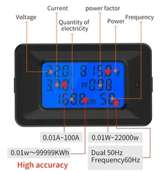 6 IN 1 LCD Digital AC 20A 100A 110V 220V Voltage Energy Meter Voltmeter Ammeter Power Current Panel Watt Combo Indicator NEW