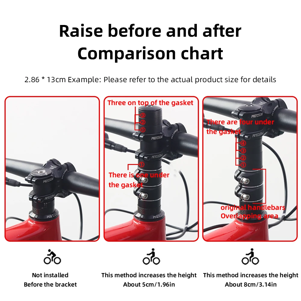 MOTSUV Bicycle Height Increase Fork Rod Extender Bike DIY 28.6mm Handle Rise 115/130/180/210mm Free Adjustment Adapter Parts NEW