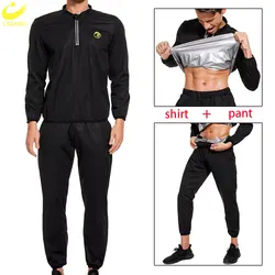 LAZAWG Sauna Suit for Men Weight Loss Set Long Sleeve Sweat Jacket Slimming Leggings Fat Burner Body Shaper Fitness Sportwear