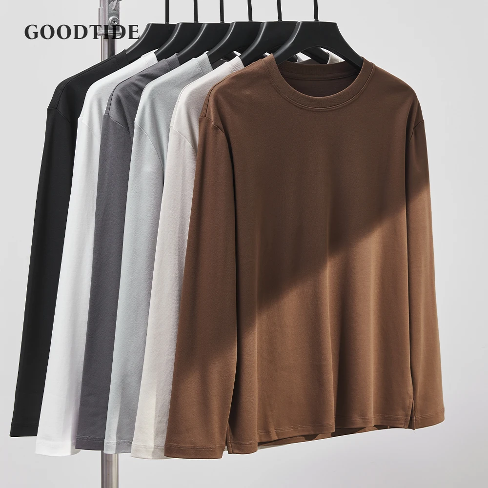 

Long Sleeves T-Shirts Men 100% Cotton Tee Tops Male Autumn Basic Plain Color Tshirts Women Normal Fit Size M-4XL Under Wear Man