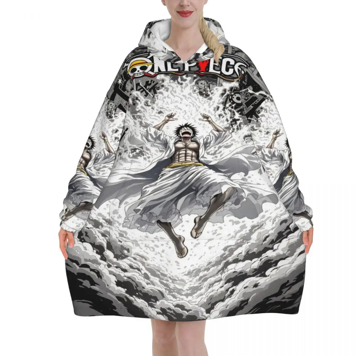 

Луффи Зоро Тони Чоппер аниме одеяло толстовка носимое одеяло оверсайз с карманом теплый спальный мешок мягкий уютный комбинезон