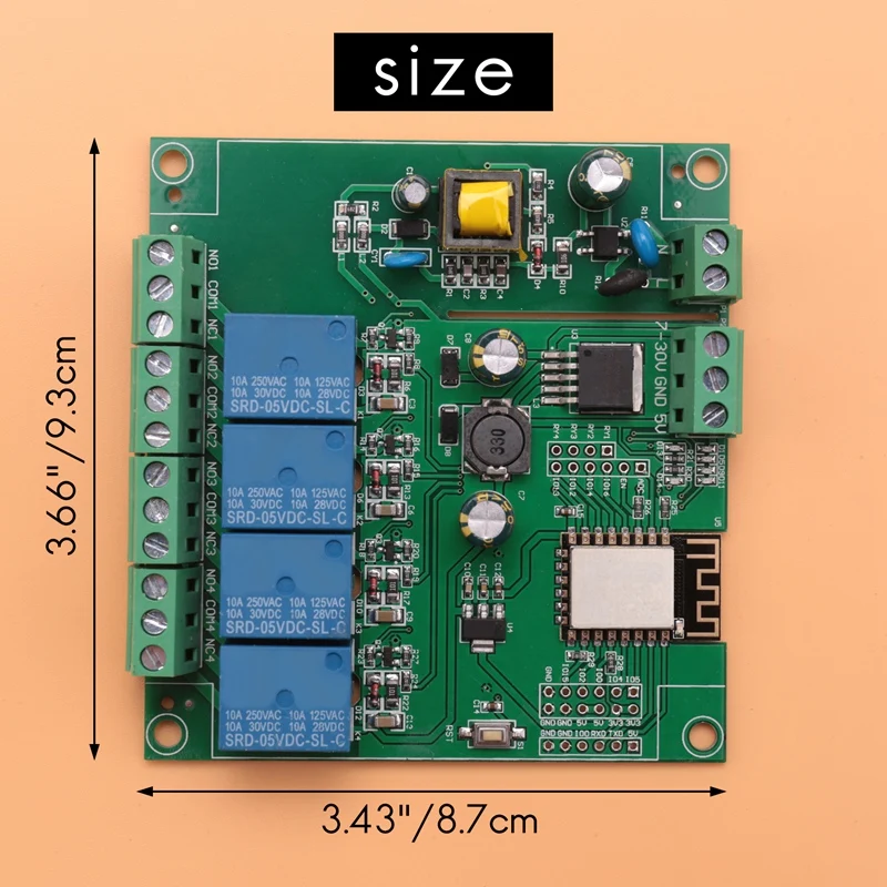 Esp8266 wifi sem fio 4 canais relé módulo ESP-12F placa de desenvolvimento wi-fi para arduino ac/dc 5v/8-80v fonte de alimentação