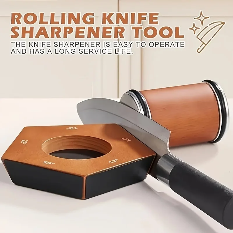Wooden Five-Sided Diamond Sharpening Stone, 5 Adjustable Angles (12°, 15°, 17°, 19°, 22°), Premium Wood for Small Knives, Kitchen Knives, Chef Knife Sets, Scissors, No Power Required - Ideal for Sushi and High Carbon Steel Knives. Perfect Gift
