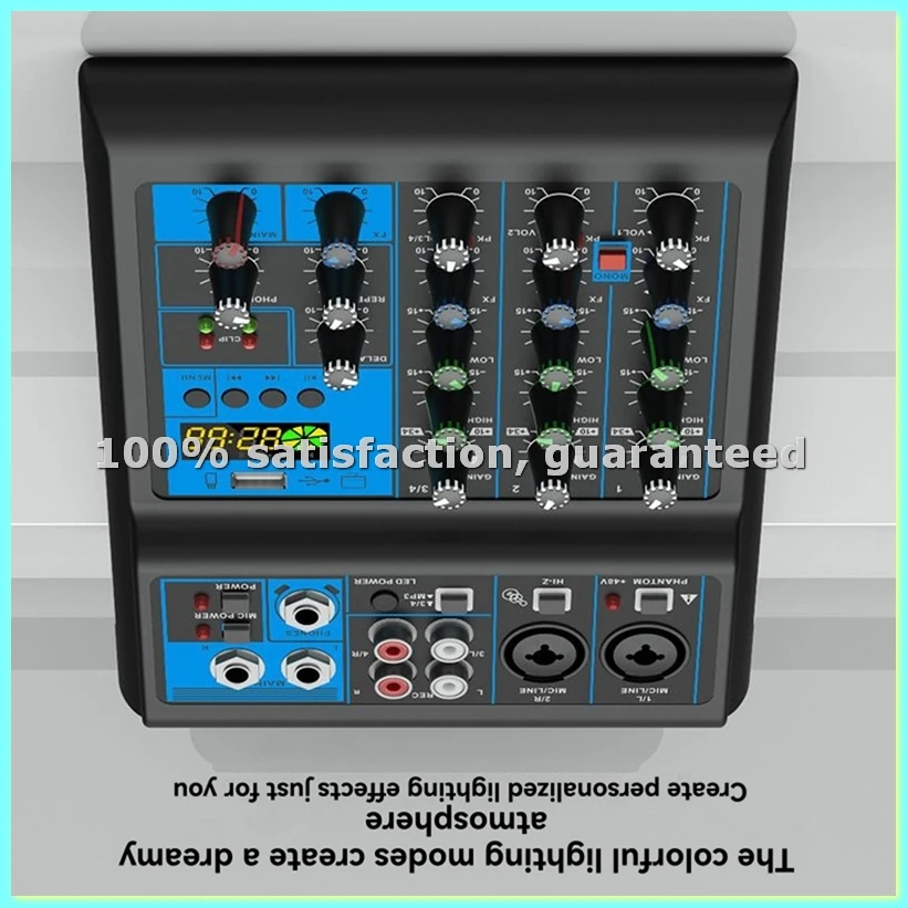 Soundcard Mixing Console Mixer Professional Audio 4 Channel Sound Mixer for Live Streaming DJ Audio Equipment-ABFT