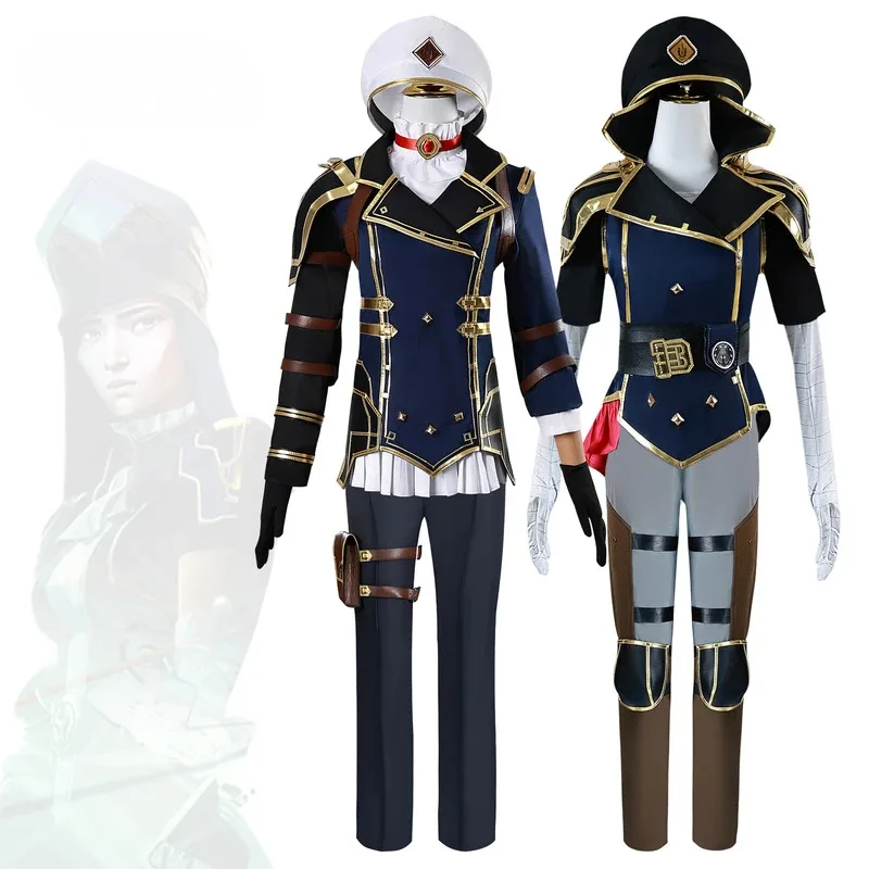 

lili 123Caitlyn Kiramman VI Cosplay Costume Game League of Legends LOL Arcane Season 2 Cos Uniform Suits Wig Halloween Role Play