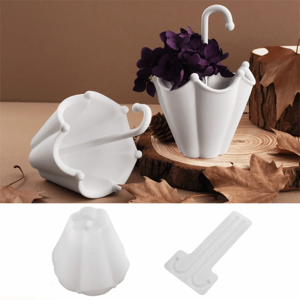 Multi-functional Silicone Umbrella Shape Candle Cup Mold Flexible Non-stick Flower Pot Mold DIY 3D Storage Box Mold Wax