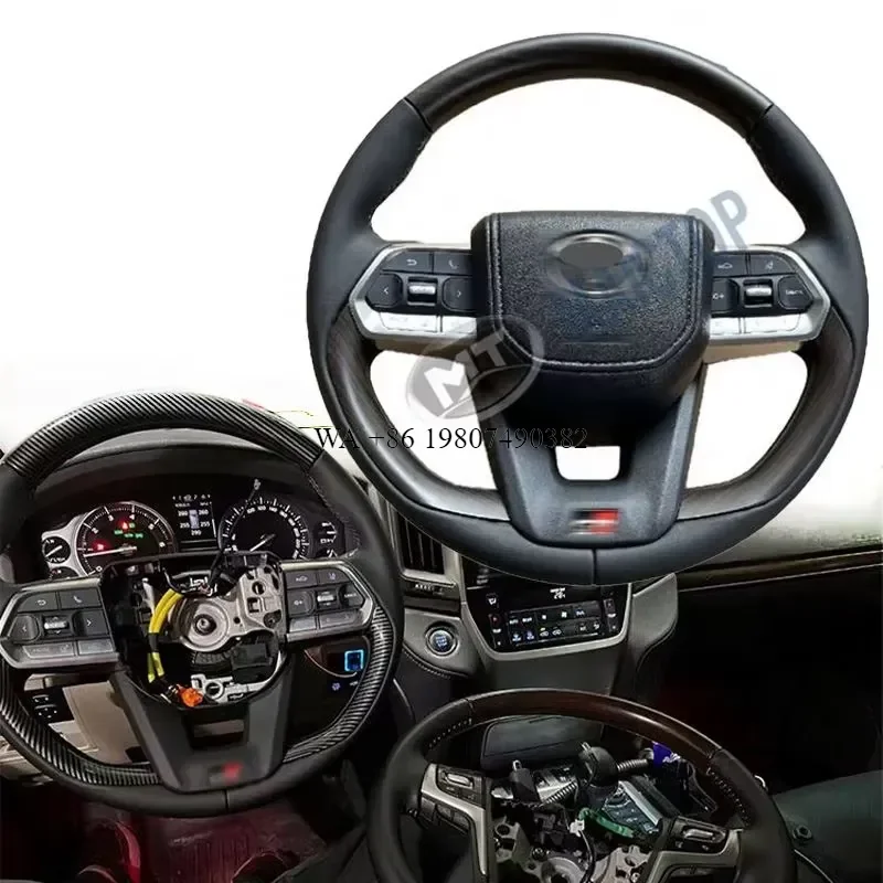 wmwmnu for Maictop PU Leather Steering Wheel Upgrade for 200 2008-2021 Style Interior Design for LC200 LC300