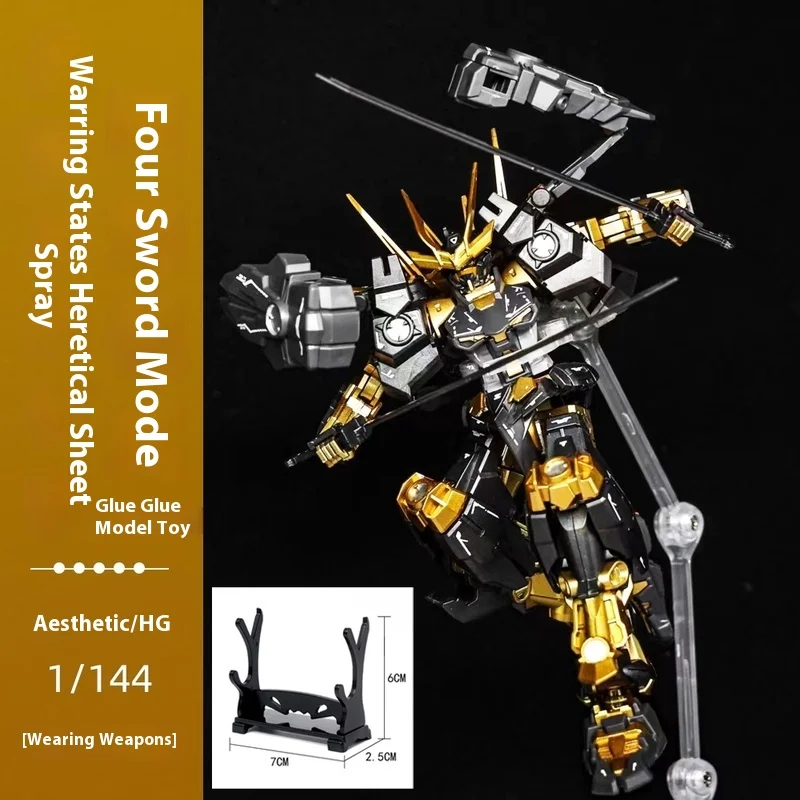 New Hg 1/144 Arrival Beautiful Model Black Gold Color Spray Painted Assembly Toy Mecha Collectible Figure With Water Sticker