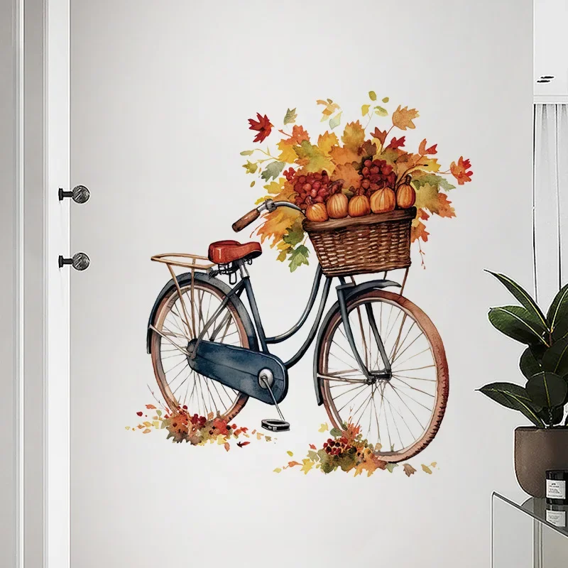 Autumn bicycle sticker living room bedroom wall corridor background self-paste painting