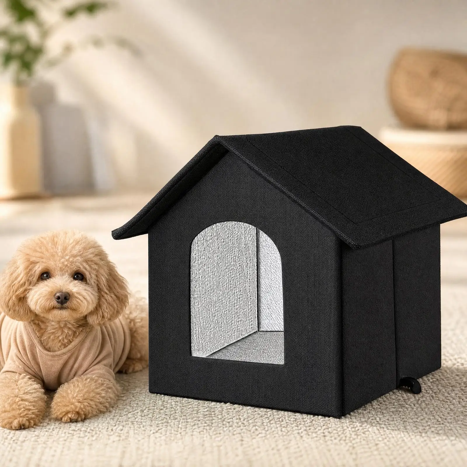 Small Pet Outdoor House for Cats and Dogs Waterproof Insulated Shelter with Foam Padding for Winter Warmth view 5