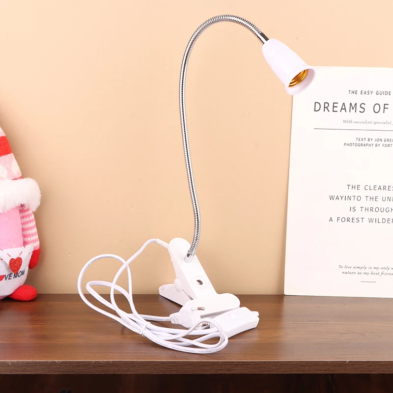 

EU Plug E27 Socket Adapter With Switch Cable 360 Degree Desk Lamp Holder Socket Gooseneck Clip-on Cable With Power On Switch