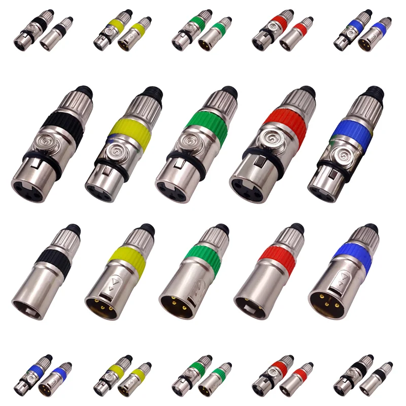 

5/20/100PCS 3Pin XLR Connector Female Jack Male Plug Colorful 3 Core XLR Socket Microphone Amplificador audio Audiophile Video