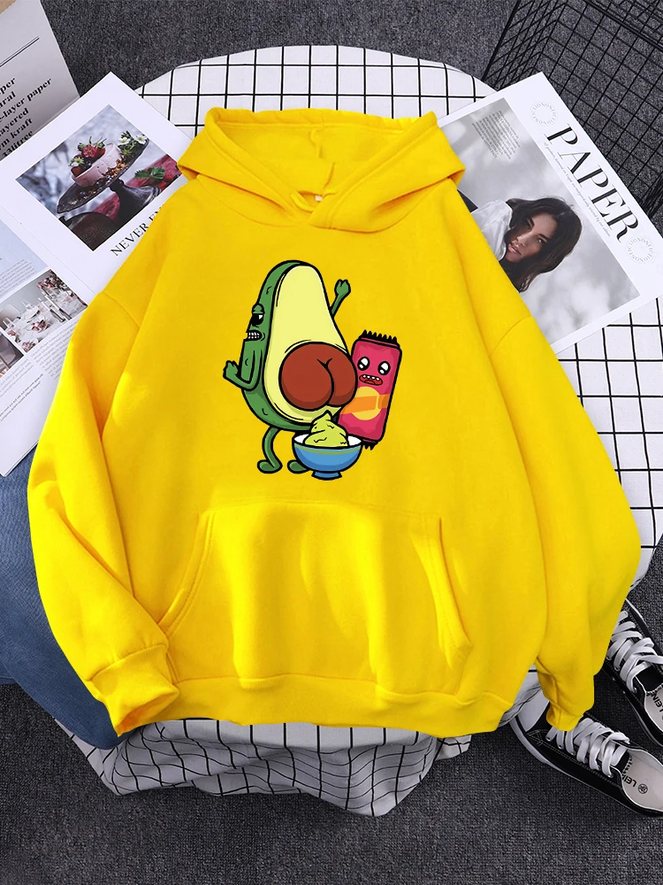 Womanufacturing Avocado Jam With Avocado Print Hoody Harajuku Warm Hoodie Women Fleece Pullover Harajuku Loose Womens Sportswear