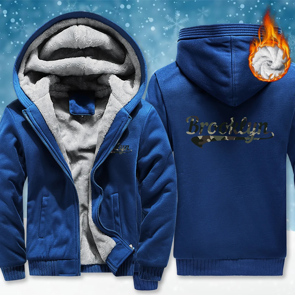 

Brooklyn с камуфляжным узором и принтом, мужские куртки на молнии, модный свободный топ, повседневные флисовые толстовки, зимний утепленный спортивный костюм, мужской