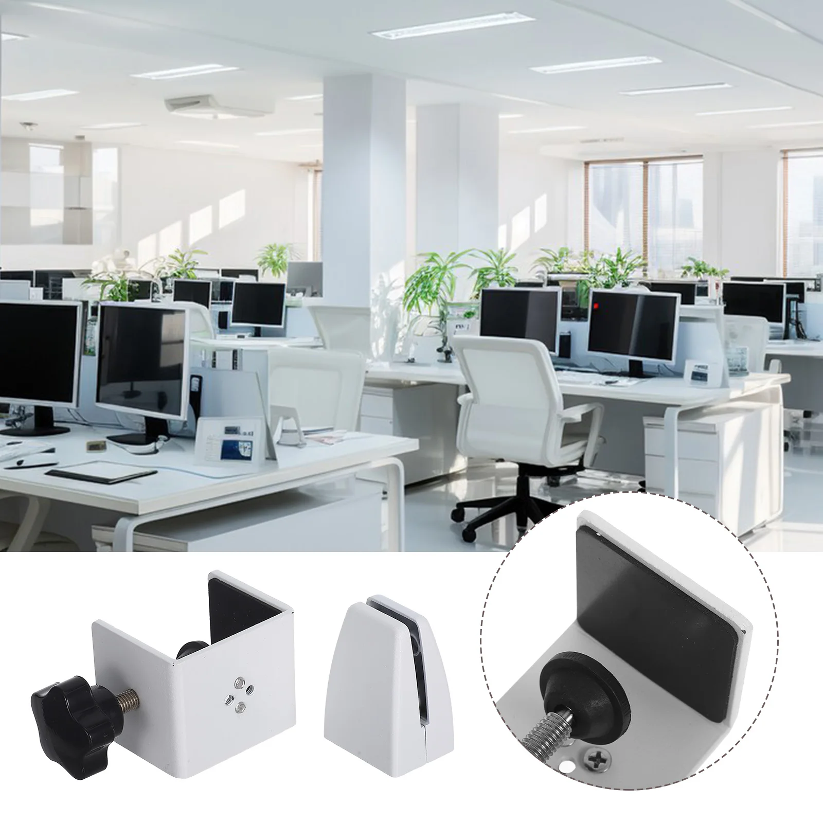 

Aluminum Alloy Screen Clip Desk Barrier Silver Adjustable Mobile Clamp Bracket Clips Office Movable Partition Fastener Stable