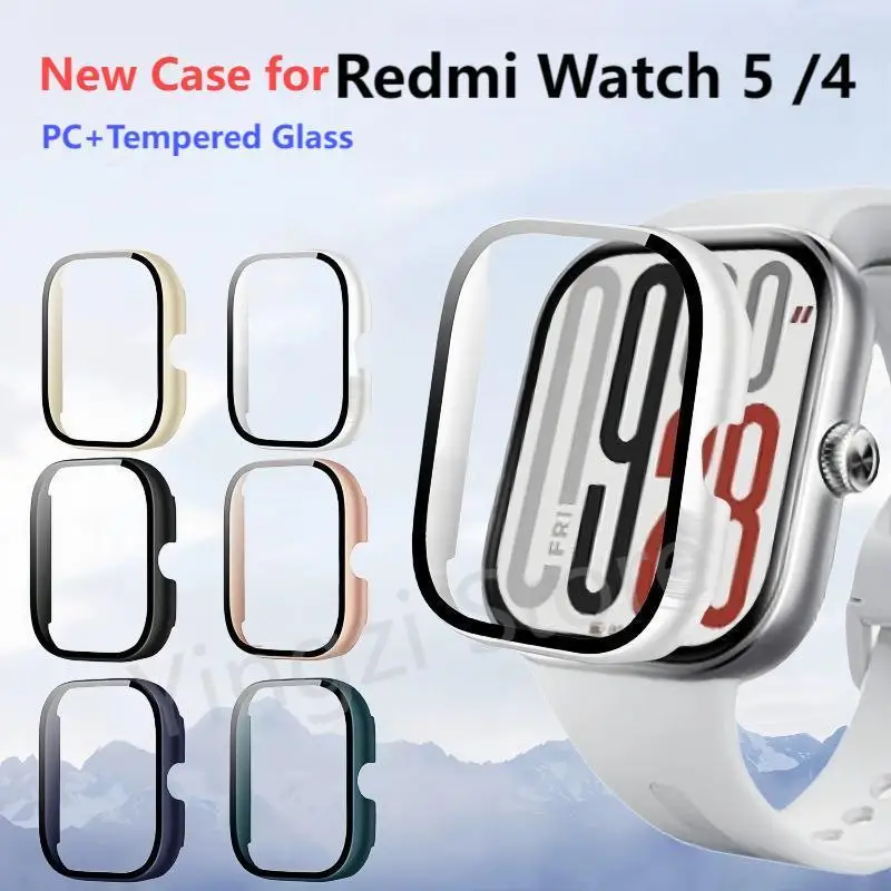 Tempered Glass +PC Case for Redmi Watch 5 Watch4 Smart Watch Bumper Shell Screen Redmi Watch5 5 eSIM Watch4 Protector Accessorie