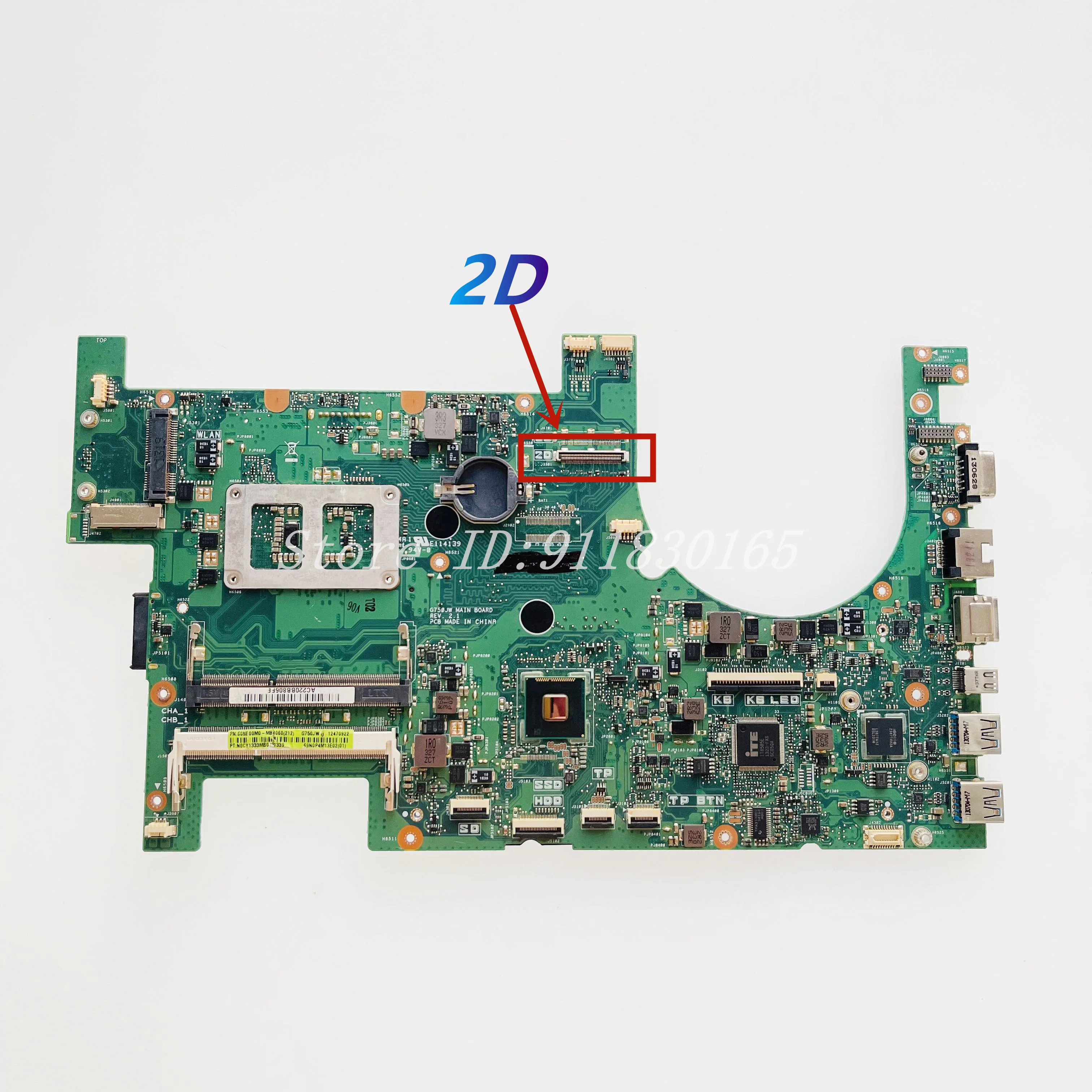 G750JW Mainboard For ASUS G750 G750J G750JW 2D Laptop Motherboard With i7-4700HQ CPU GTX765M 2G GPU DDR3L G750JW MXM