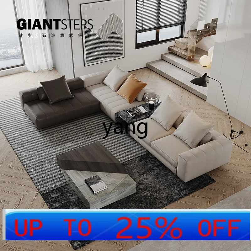 LMM high-end villa piano key sofa leather minimalist down bag living room furniture