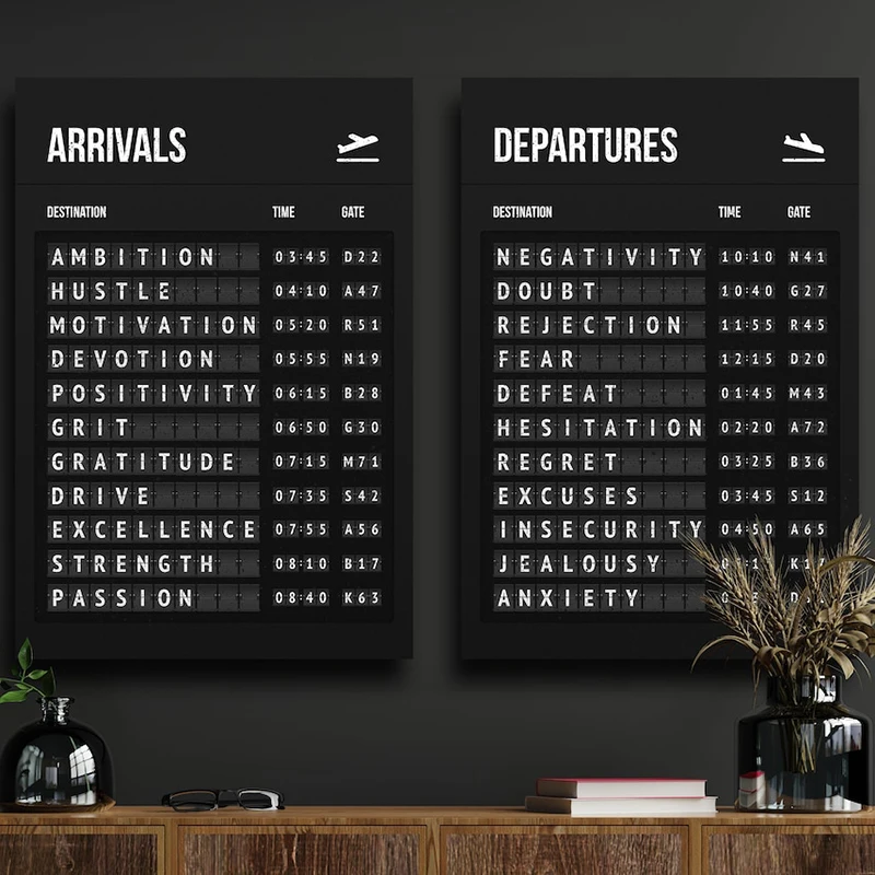 Inspirational Entrepreneur Schedule Poster Print Departures Arrivals Airport Theme Wall Art Picture Canvas Painting Office Decor