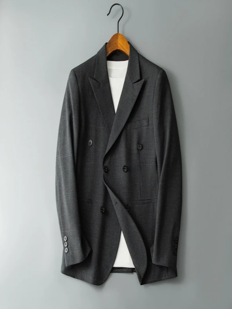 2026 New Autumn And Winter Men'S High-Quality Comfortable Suit Thicken Casual Plaid trench coat men Double-Breasted Suit Jacket