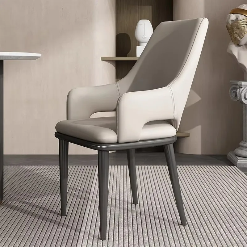 High Back Hotel Restaurant Designer Metal Italian Nordic Leather Outdoor Dining Chairs Modern Luxury for Table and Chair Room view 3