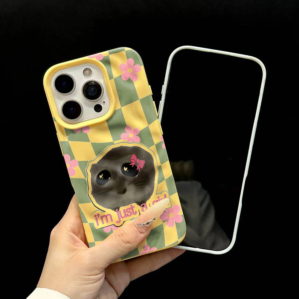 Plaid Girl Hamster Koreanische INS Handyhülle für iPhone 17 16 15 14 13 12 11 Pro Max 14 Plus 17Air Falten-Wellen Weiche Silikonhülle – Detail 6