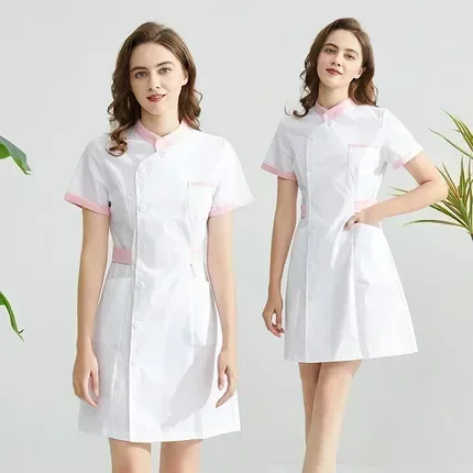 

Nurse Uniform Dress Summer Female Overalls Dental Slim Doctor Uniform Short-sleeved Nurse Uniform White Beauty Salon