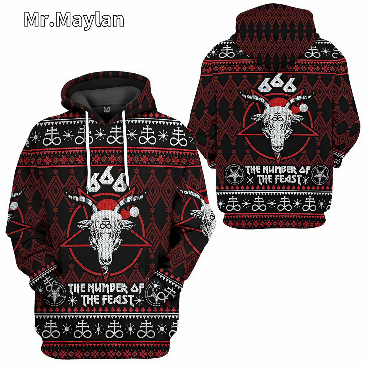 666 The Number Of The Feast Ugly Christmas 3D Unisex Hoodie Men Sweatshirt Streetwear Zip Pullover Casual Jacket Tracksuits