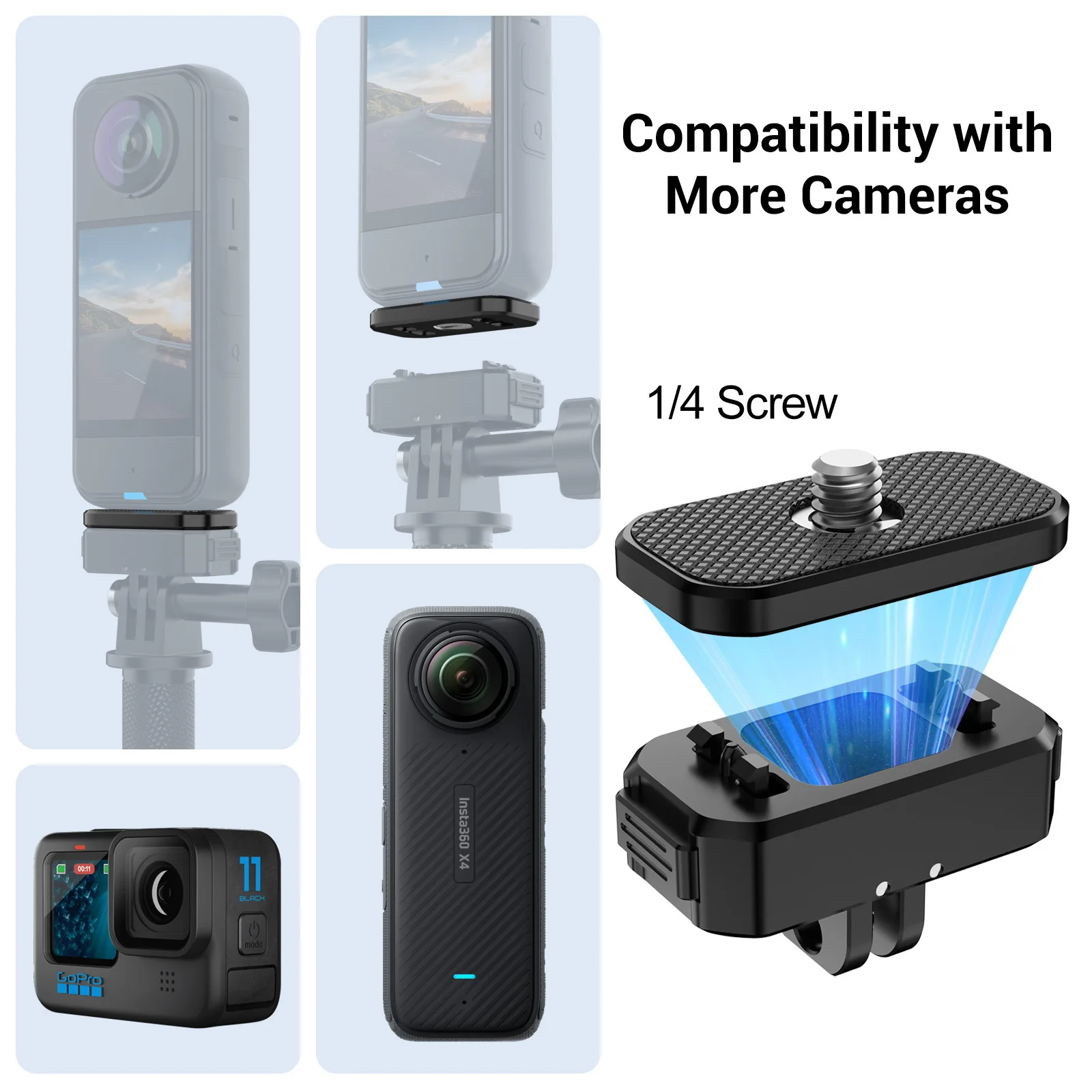 Magnetic Quick Release Mount Compatible with Insta360 X4/X3/X2