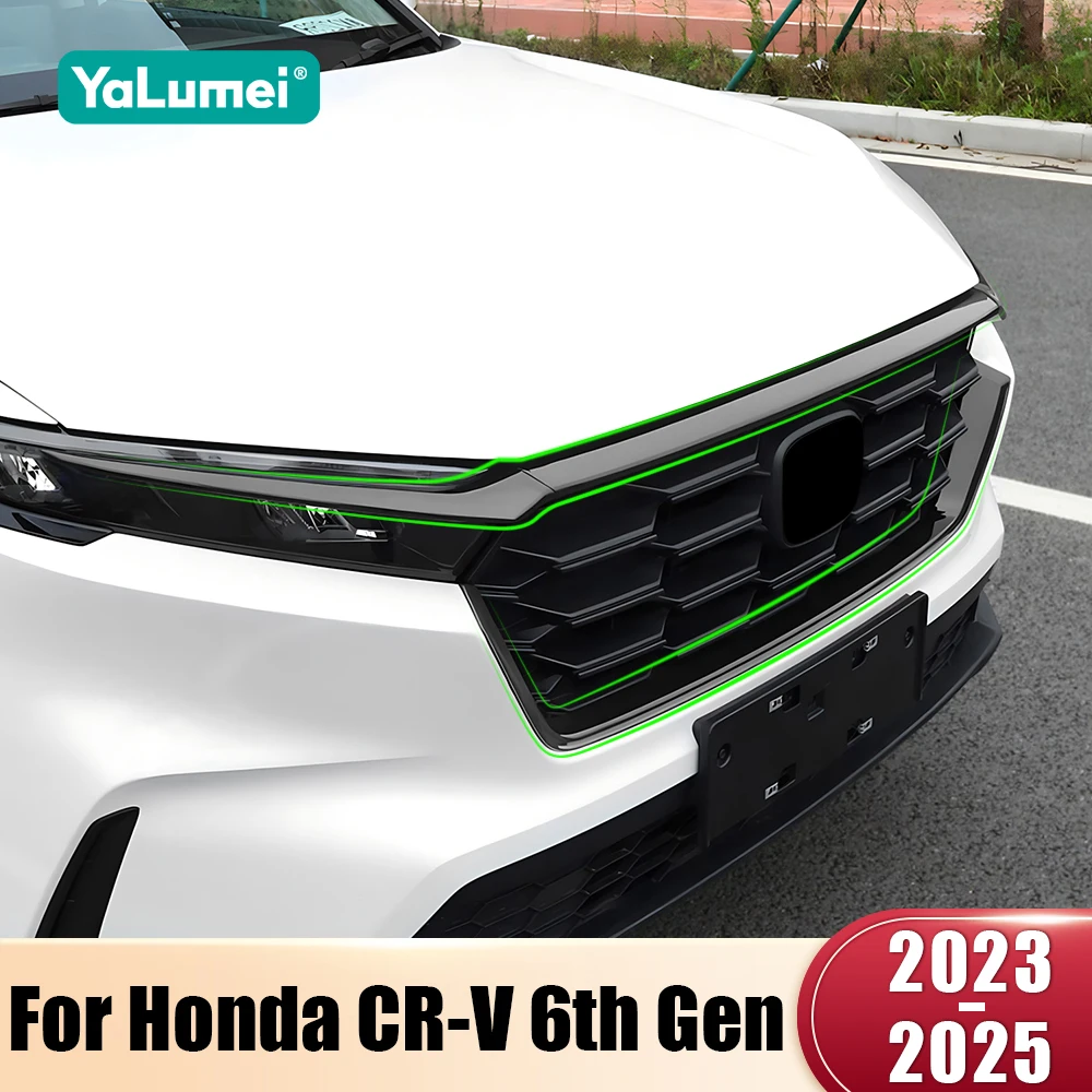 

Автомобильные аксессуары для Honda CR-V CRV 6-го поколения 2023 2024 2025 Гибридный передний бампер из АБС-пластика, центральная решетка, декоративная рамка, накладка, наклейки