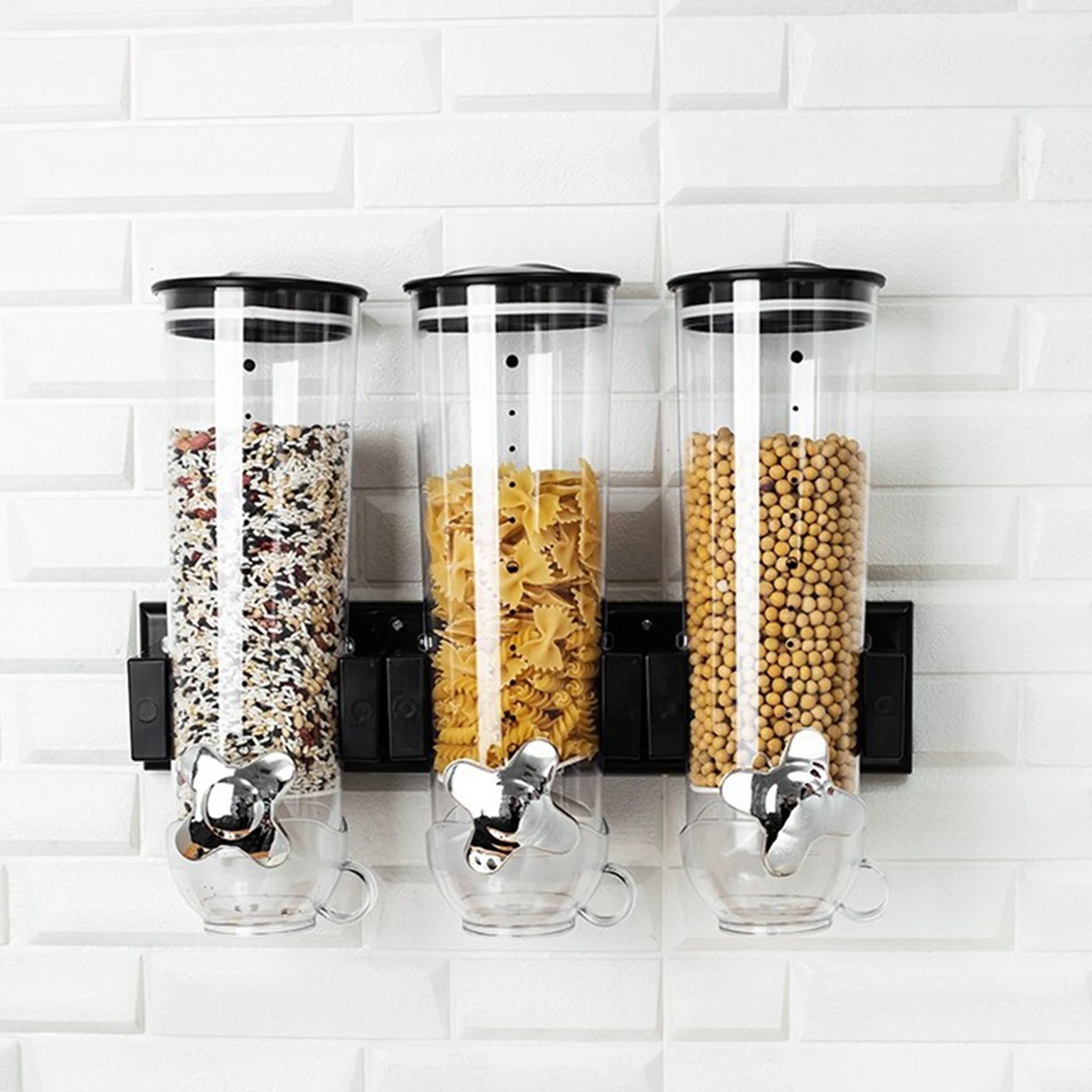 2022 New Wall Mounted Cereals Dispenser Sealed Food Storage Tank Rice Bucket Containers Transparent Cereals Bean Organizer Box