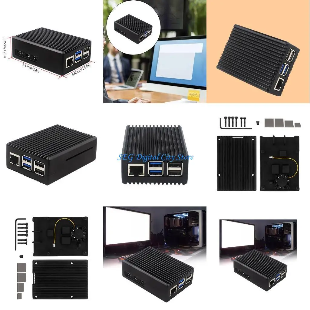 

U75B Aluminum Case with Cooling Fan for Pi 5 Board Heat Management