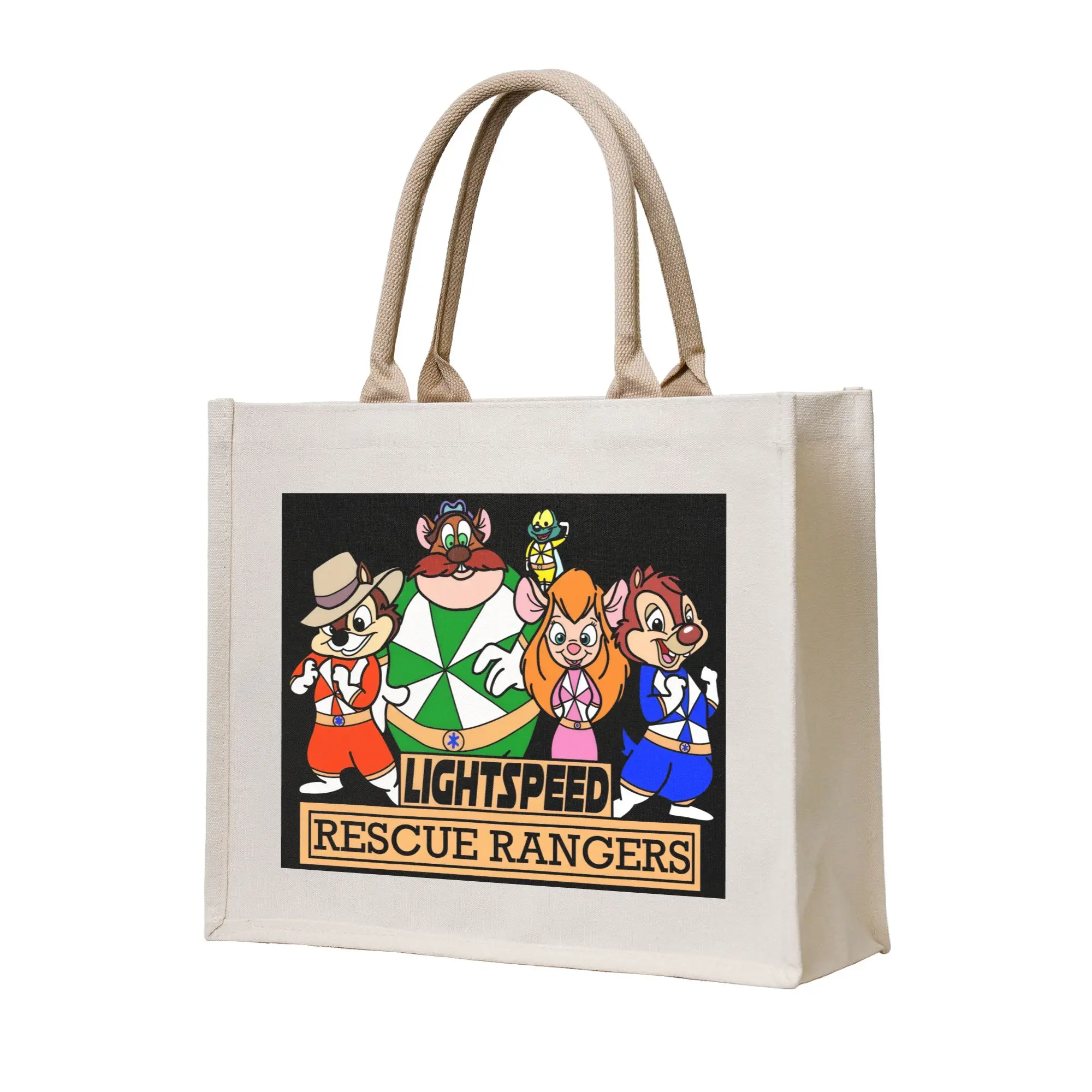 C-Chip 'n' D-Dale Anime  Groceries Shopping Bag Shopper Tote Shoulder Bag Big Capacity Lightspeed Rescue Rangers Posters Handbag