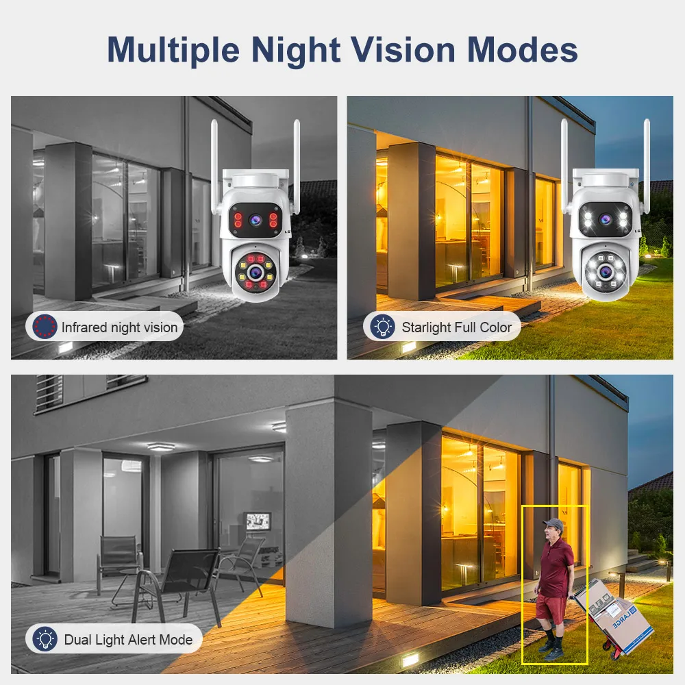 LS VISION 8MP Doppio Schermo Wifi Telecamera PTZ Visione Notturna a Colori Protezione di Sicurezza Esterna CCTV Telecamera IP ICSee NVR P2P USB Cam
