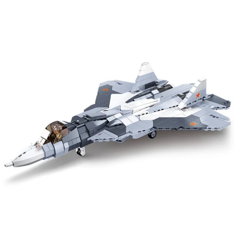 

Sluban Military SU-57 Stealth Fighter Jet Aircraft Airplane Model Building Blocks Kids Plane Bricks Toys Christmas Gift For Boys