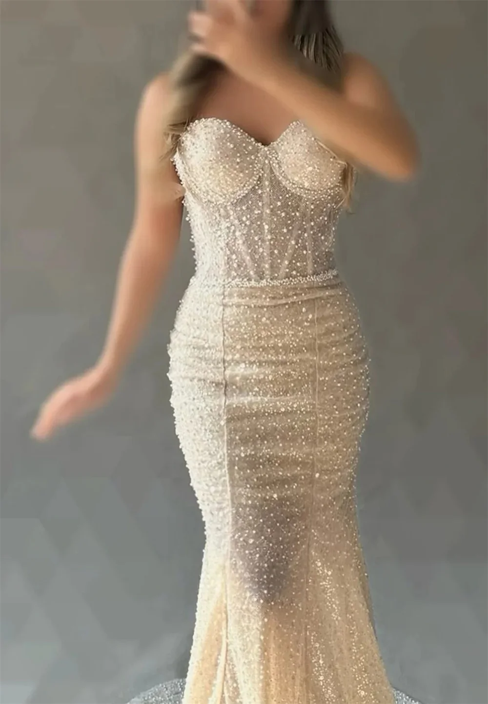 Mila Mermaid Beaded Prom Dresses Detachable Sleeves Customized Evening  Dresses Strapless Floor-Length vestidos de fiesta 2025