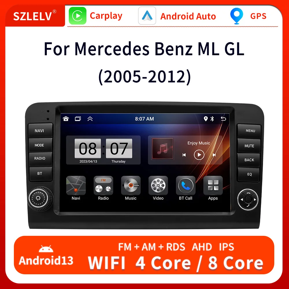 For Mercedes Benz ML GL CLASS W164 X164 ML350 Android 13 Auto Carplay Audio Bluetooth GPS Navi Car Radio Video Player Autoradio 