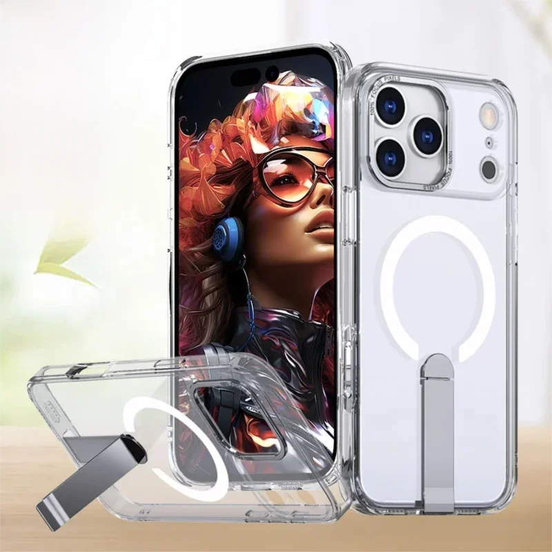 

For iPhone 17 Series MagSafe Case with Hidden Stand,Transparent and Frosted Matte,Drop Protection,Wireless Charging