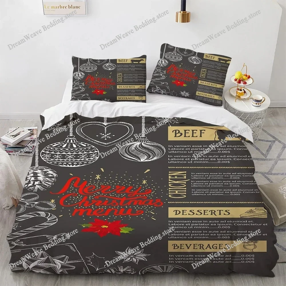 Christmas Theme Duvet Cover Set - Soft, Breathable, Comfortable Bedding with Vibrant Tree, Gingerbread Man, and Snowflak592FQH