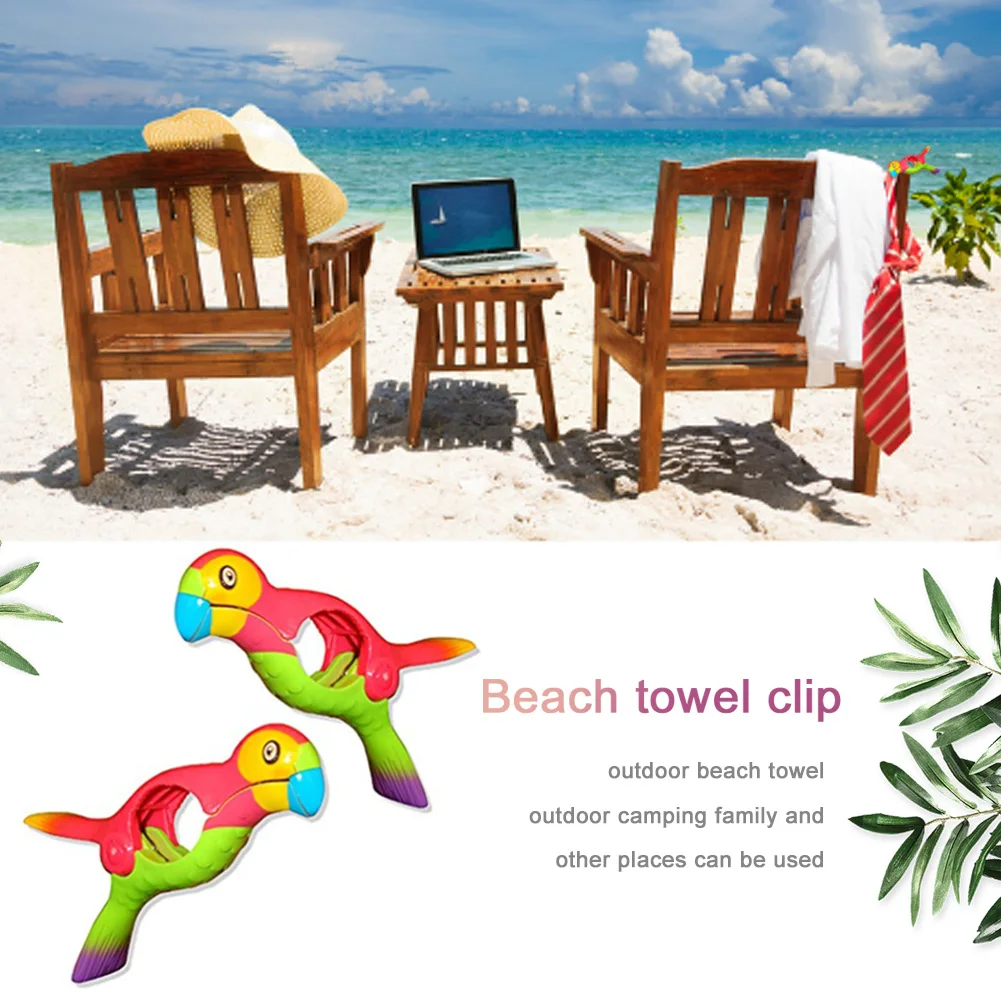 Plastic Beach Towels Clips For Sunbeds Sun Lounger Parrot Decorative Clothes Pegs Pins Large Size Drying Racks Retaining Clip