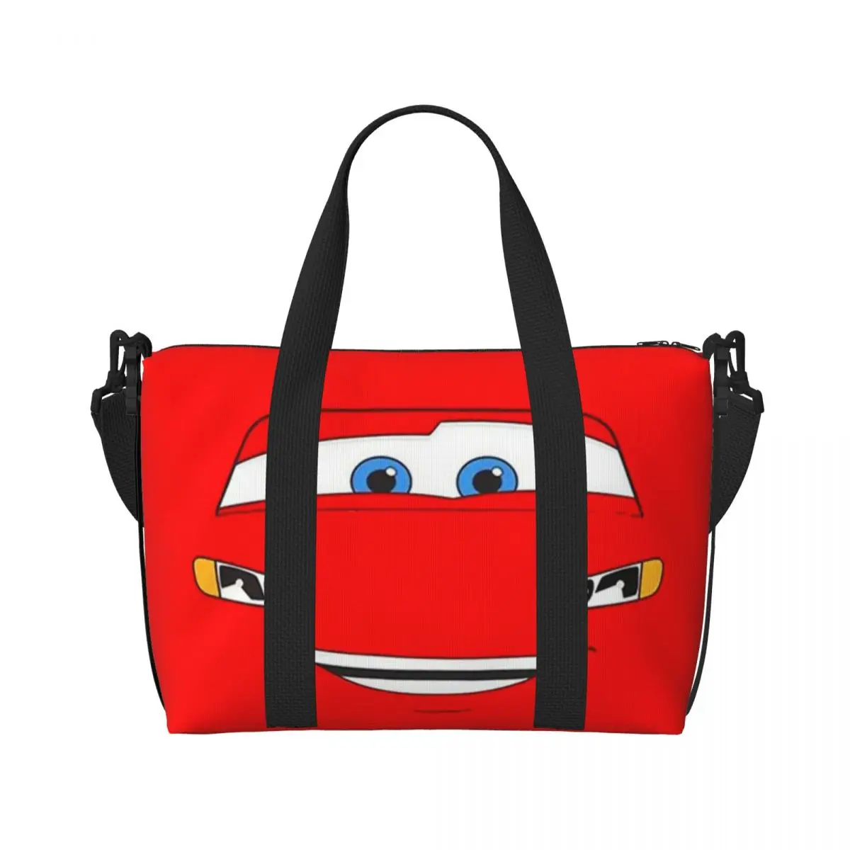 Custom Happy Cars Lightning McQueen Groceries Shopping Tote Bag Women Big Capacity Cartoon Gym Beach Travel Bags