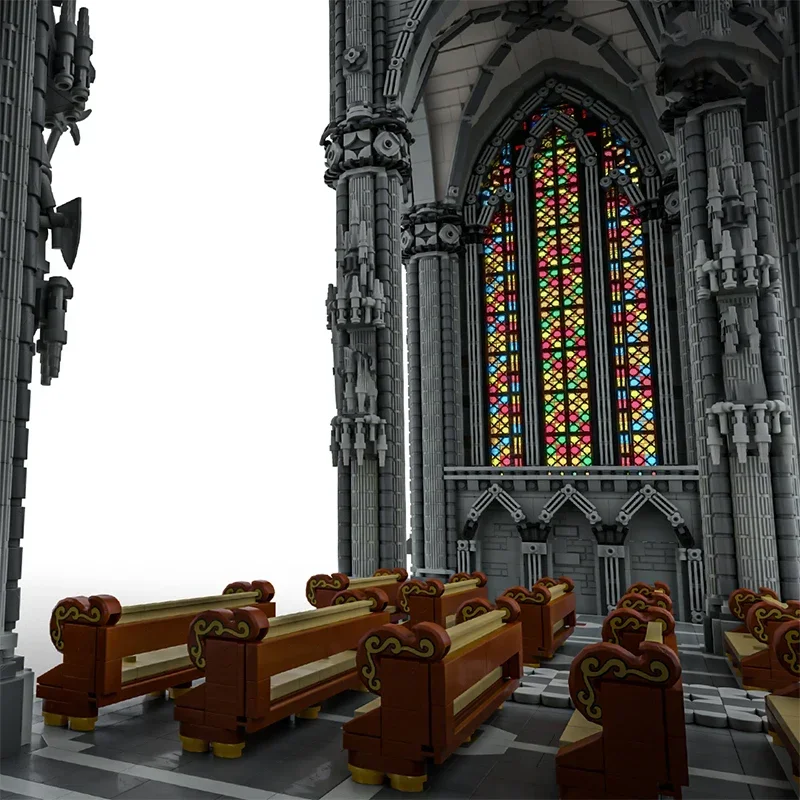 Blocos de Construção da Catedral Gótica, Modelo Medieval Street View, MOC Bricks, Tecnologia Tijolos Modulares, Brinquedos de Natal, Conjuntos DIY, Montagem, Presentes