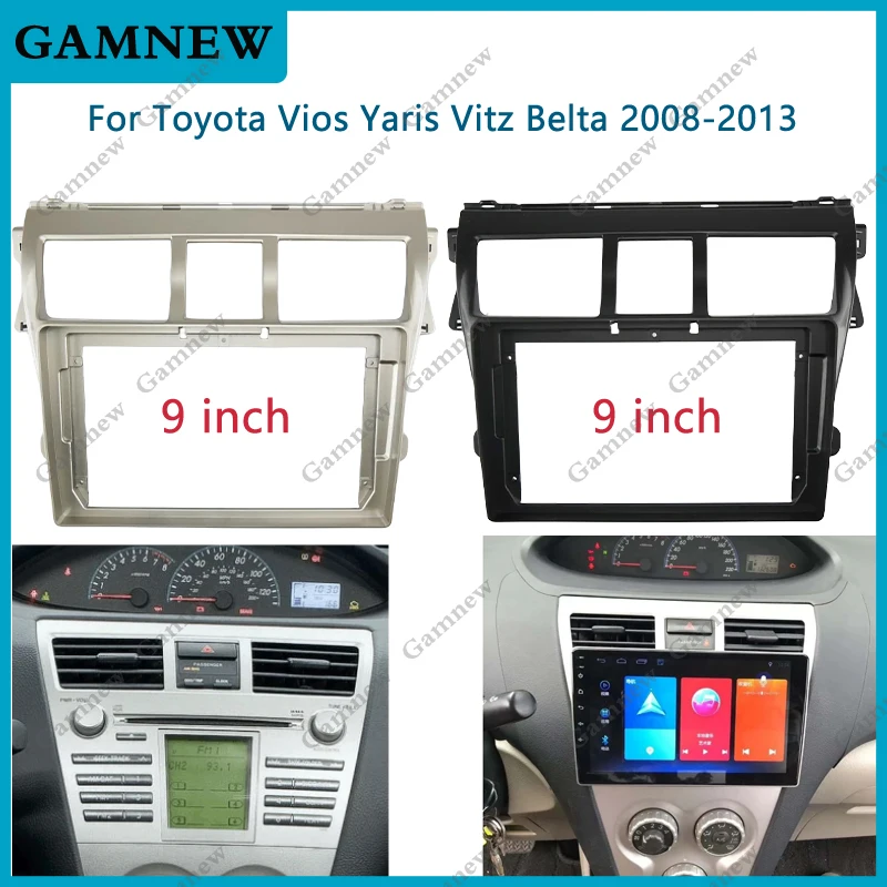 9 Inch Car Frame Fascia Adapter Android Radio Dash Fitting Panel Kit For Toyota Vios Belta Yaris Vitz 2008-2013