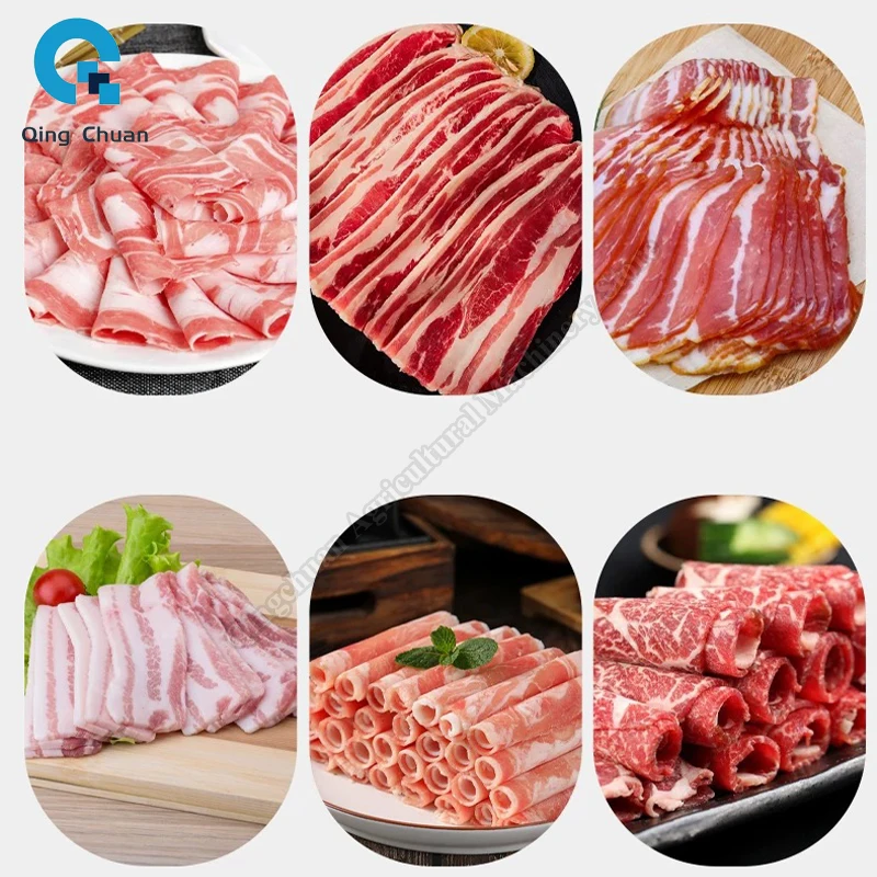 Commercial Electric Lamb Beef Streaky Pork Slicer Small Stainless Steel Frozen Fully Automatic Meat Cutting Machine