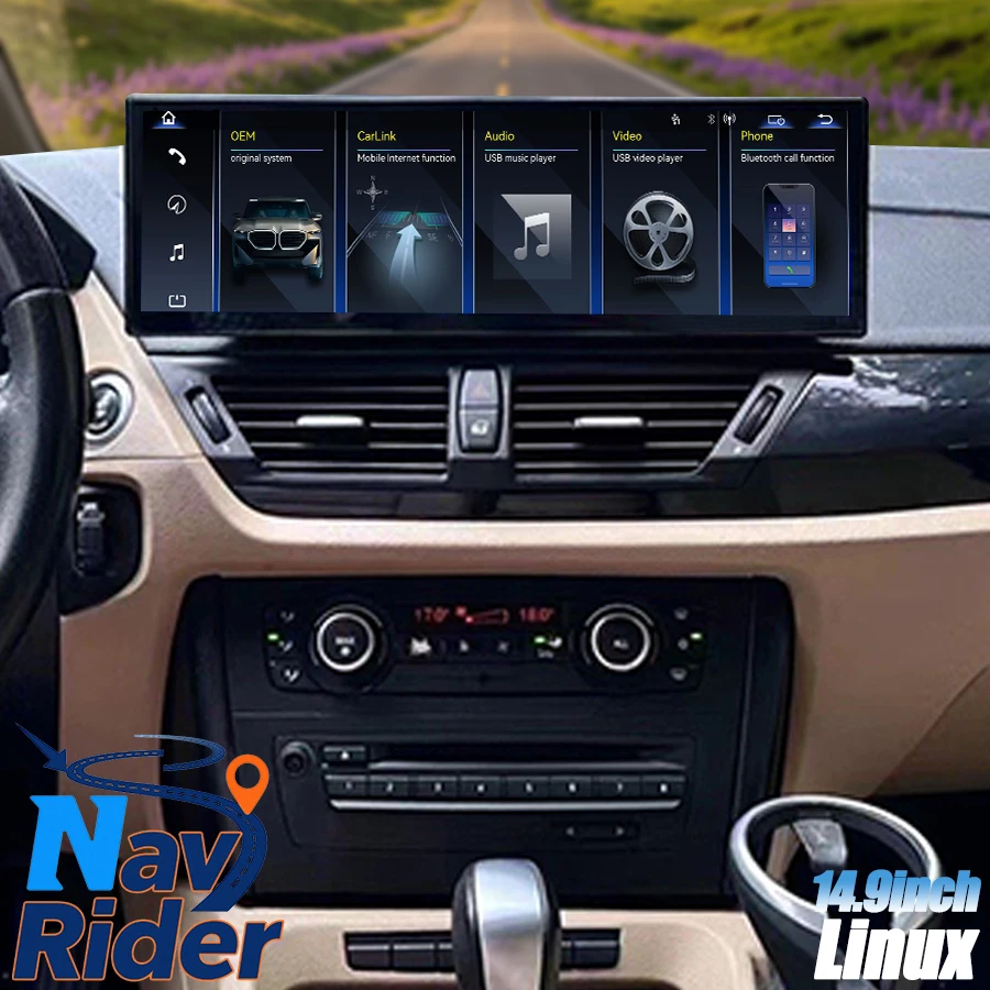 14.9" Linux Car Touch Screen For BMW X1 E84 2007-2013 Wireless CarPlay Android Auto GPS Bluetooth Stereo Multimedia Video Player